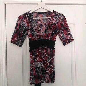 Tempted Red and Black Abstract Top
